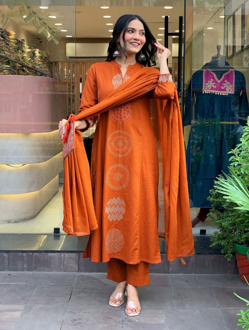 Premium Rayon Slub Embroidered Kurta Pant Set with Chanderi Silk Dupatta | Elegant Festive & Party Wear Collection